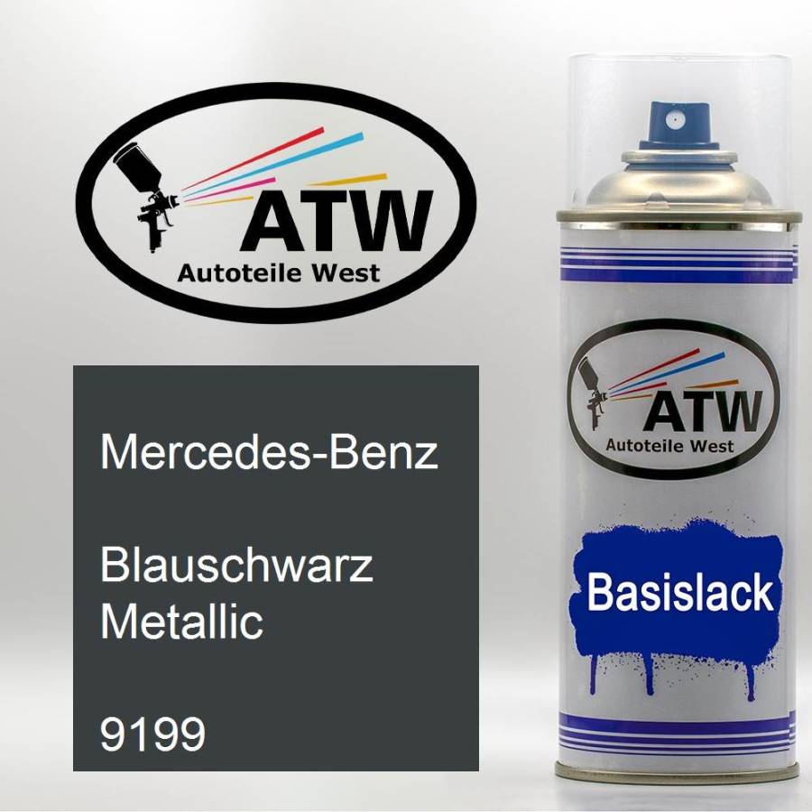 Mercedes-Benz, Blauschwarz Metallic, 9199: 400ml Sprühdose, von ATW Autoteile West.